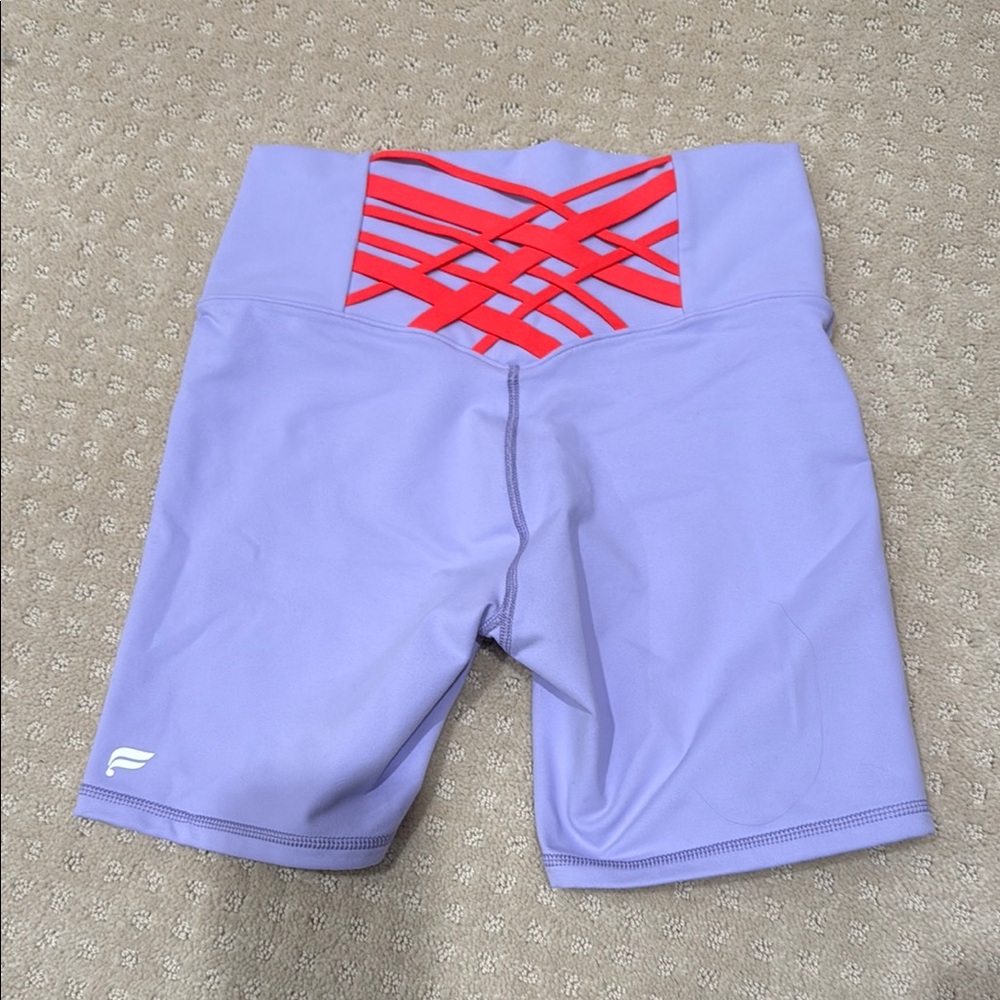 Purple Fabletics biker shorts